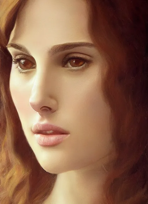 Image similar to a beautiful painting of natalie portman by felix resurreccion hidalgo, pre-raphaelite, detailed, trending on artstation, hd, masterpiece