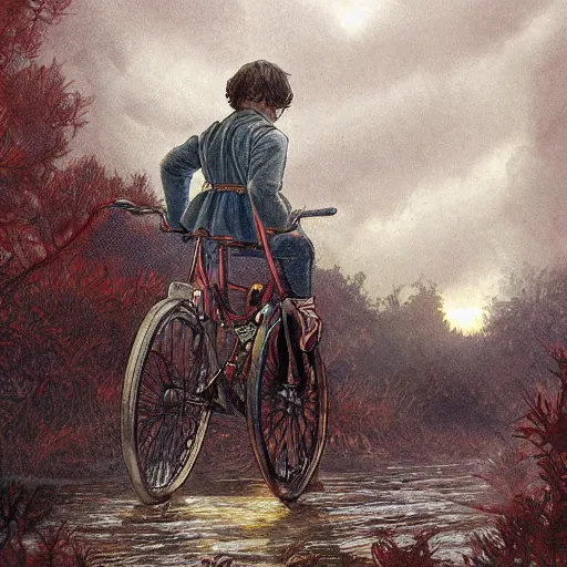 Prompt: stranger things, alan lee, illustration, artstation, matte painting, napoleonic era painting, comic art