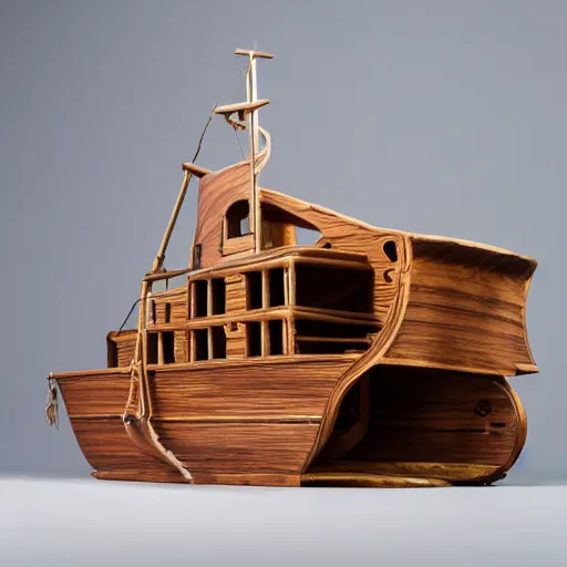 Prompt: high quality studio photography of Noah's Ark wooden model, highly detailed, solid background