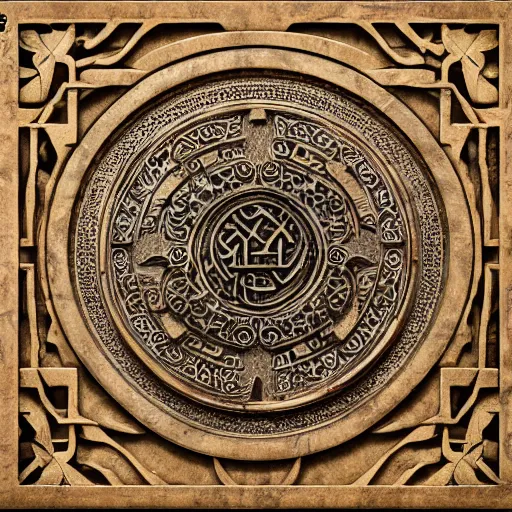 Image similar to an ancient ornate intricate old tome spell book with the sigil symbol of an eye emblazoned on the cover, cinematic, realistic, intricate detail, finely detailed, small details, extra detail, photorealistic, high resolution, 3D, PBR, path tracing, volumetric lighting, octane render, arnold render, 8k