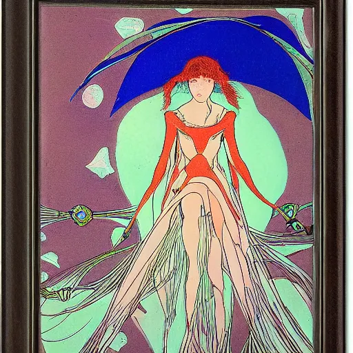 Prompt: nausicaa of the valley of the wind by Harry Clarke