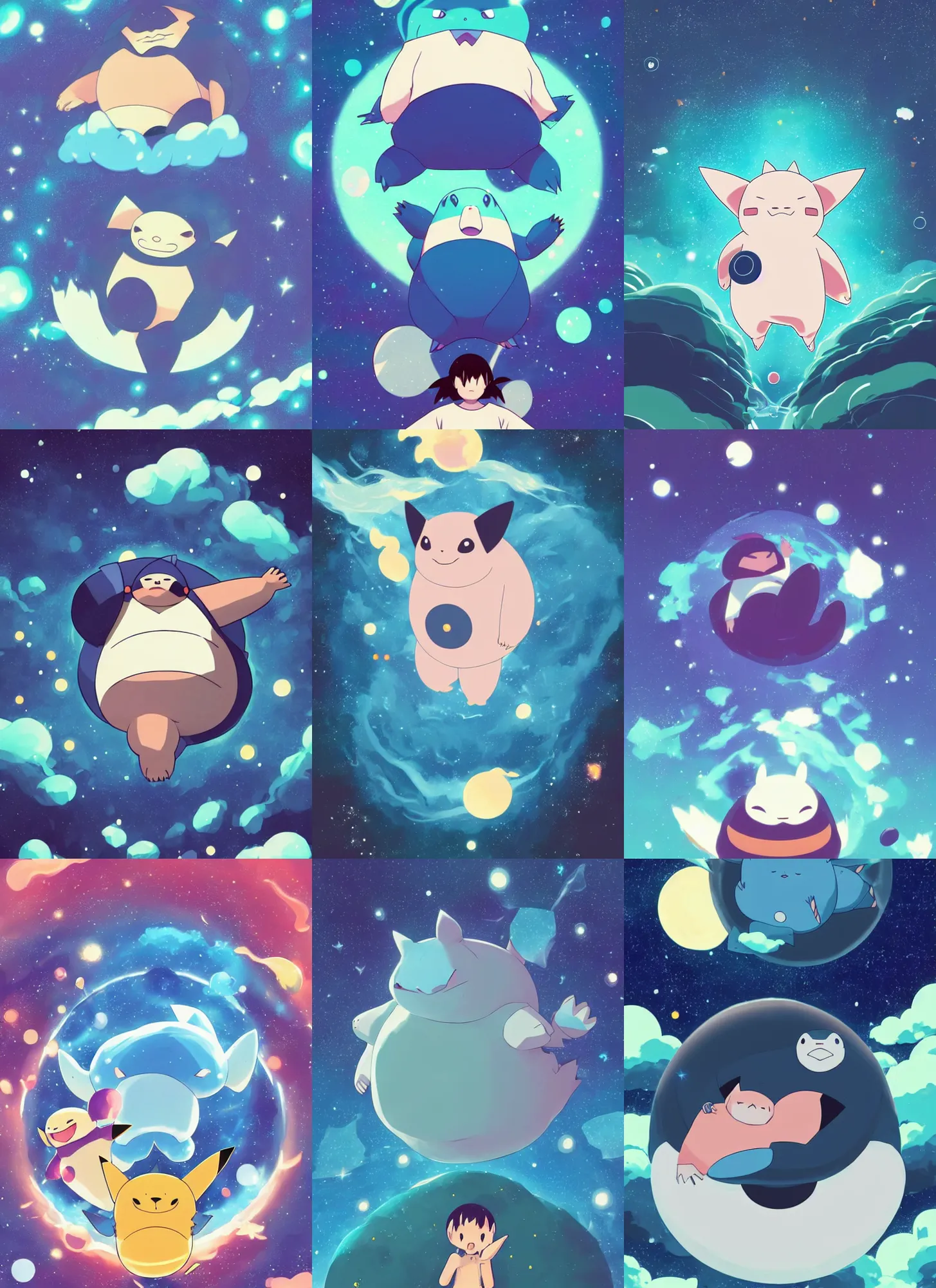Prompt: the pokemon snorlax. he is floating in space. accurate depiction. background is a nebula. clean cel shaded vector art. shutterstock. behance hd by lois van baarle, artgerm, helen huang, by makoto shinkai and ilya kuvshinov, rossdraws, illustration, art by ilya kuvshinov