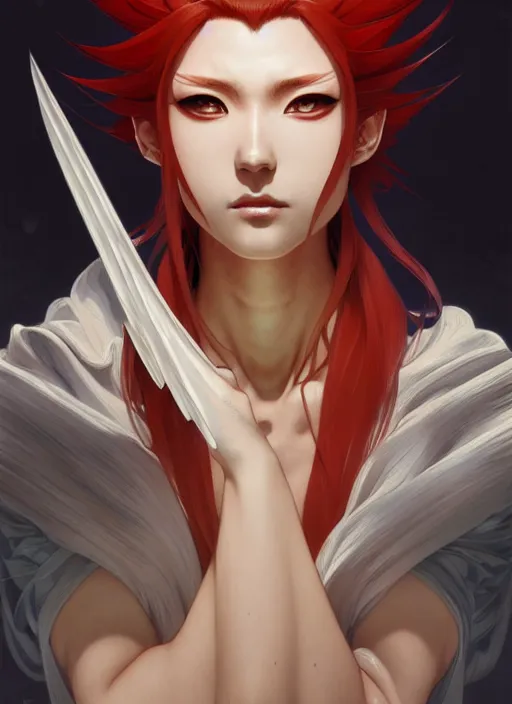 Prompt: portrait of ichigo kurosaki, intricate, elegant, highly detailed, ray tracing, digital painting, artstation, concept art, smooth, sharp focus, illustration, art by artgerm and greg rutkowski and alphonse mucha, 8 k