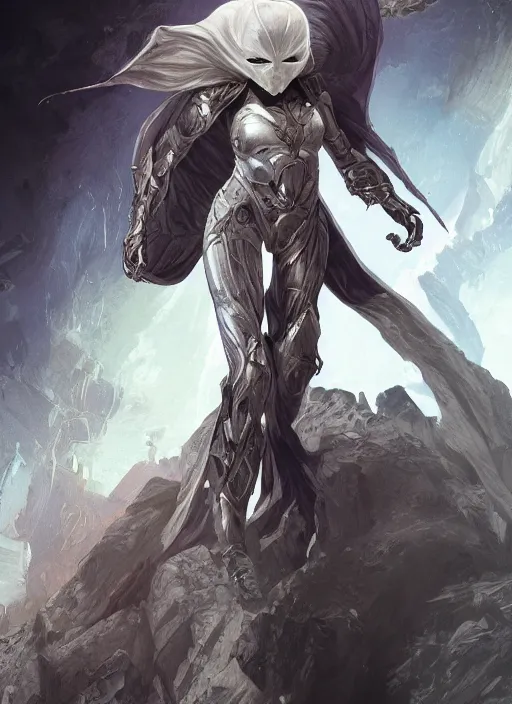 Image similar to female moon knight, hyper detailed, dynamic background, digital art, trending in artstation, cinematic lighting, studio quality, smooth render, unreal engine 5 rendered, octane rendered, art style by klimt and nixeu and ian sprigger and wlop and krenz cushart