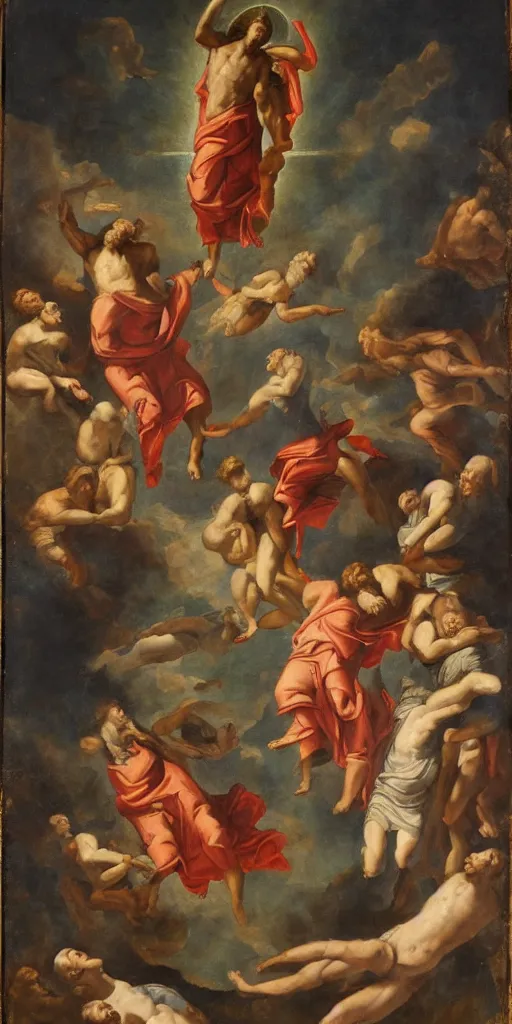 Image similar to ascension of christ. 1 8 th century realistic expressive oil on paper