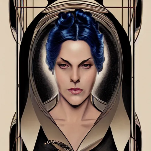 Image similar to an art nouveau, ( streamline moderne ), multi - ethnic and multi - racial portrait in the style of charlie bowater, and donato giancola, and charles dulac. very large, clear, expressive and intelligent eyes. symmetrical, centered, ultrasharp focus, cinematic lighting, photorealistic digital matte painting, intricate ultra detailed background.