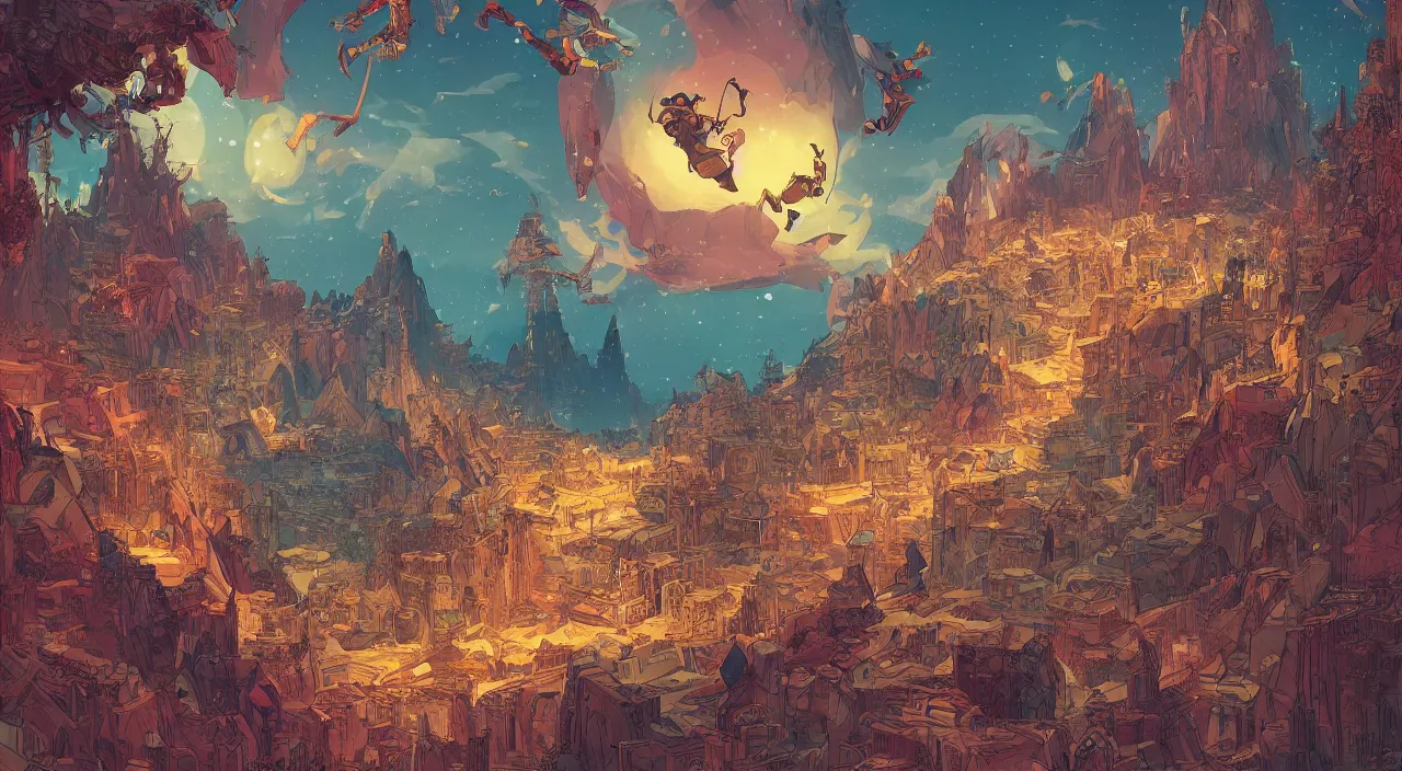 Image similar to vector wonderland bazaar zouk old egypt sky shine epic fantasy painting photoshop that looks like it is from borderlands and by feng zhu and loish and laurie greasley, victo ngai, andreas rocha, john harris