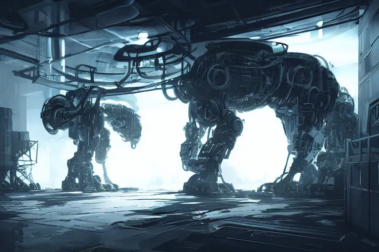 Prompt: robosaurus parallax datacenter server room interior single mono colossus white rusty robot sitting artstation cinematic detailed concept art volumetric light sharp coherent cgsociety symmetric perfect well balanced shadows lotr technogoddess