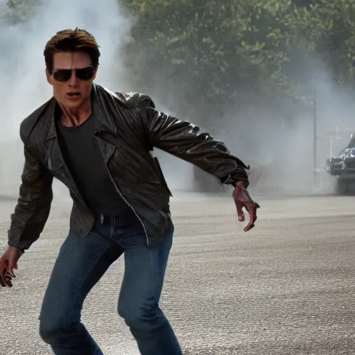 Image similar to film still of tom cruise as the terminator in terminator 8 2 0 2 3