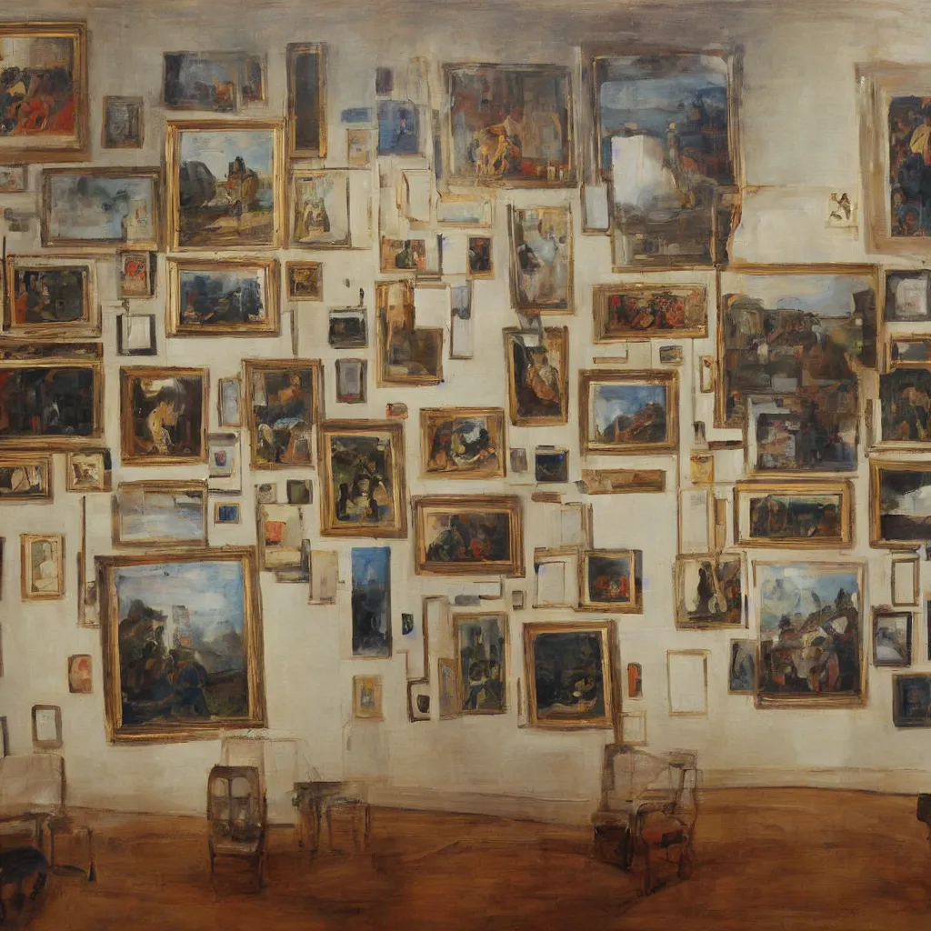 Prompt: The painting containing the art gallery containing the painting