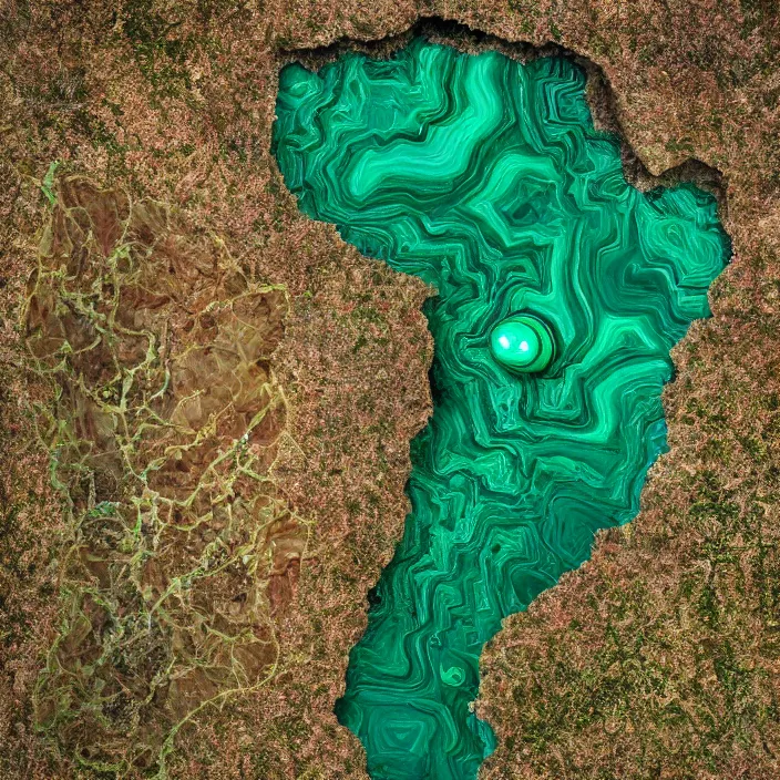 Prompt: Raw Malachite, Malachite mineral sample, Earth by David Normal, Surrealism by David Normal, Eye of Providence by William Blake, william blake art exhibit, surrealism by James McCarthy, space station inside by Maksymilian Novak-Zempliński, River by William Blake, oregon washington rain forest by jonathan solter, hellscape by William Blake, seascape by James McCarthy with surreal architecture, Surrealism by David Normal--cfg 9