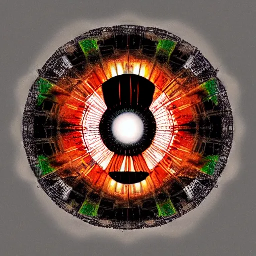 Prompt: digital art eye of sauron over london