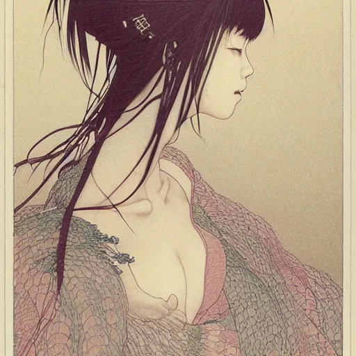 Image similar to prompt : portrait of muse soft light painted by takato yamamoto, inspired by ghost in shell anime, smooth face feature, intricate oil painting, high detail, sharp high detail, manga and anime