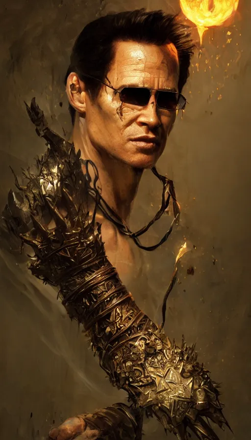 Prompt: johnny cage, sorcerer, lord of the rings, tattoo, decorated ornaments by carl spitzweg, ismail inceoglu, vdragan bibin, hans thoma, greg rutkowski, alexandros pyromallis, perfect face, fine details, realistic shaded