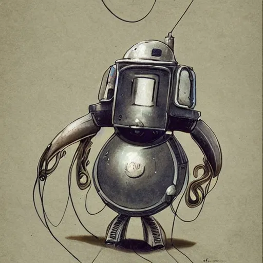 Image similar to 1 9 5 0 s retro future robot android octopus. muted colors. by jean baptiste monge