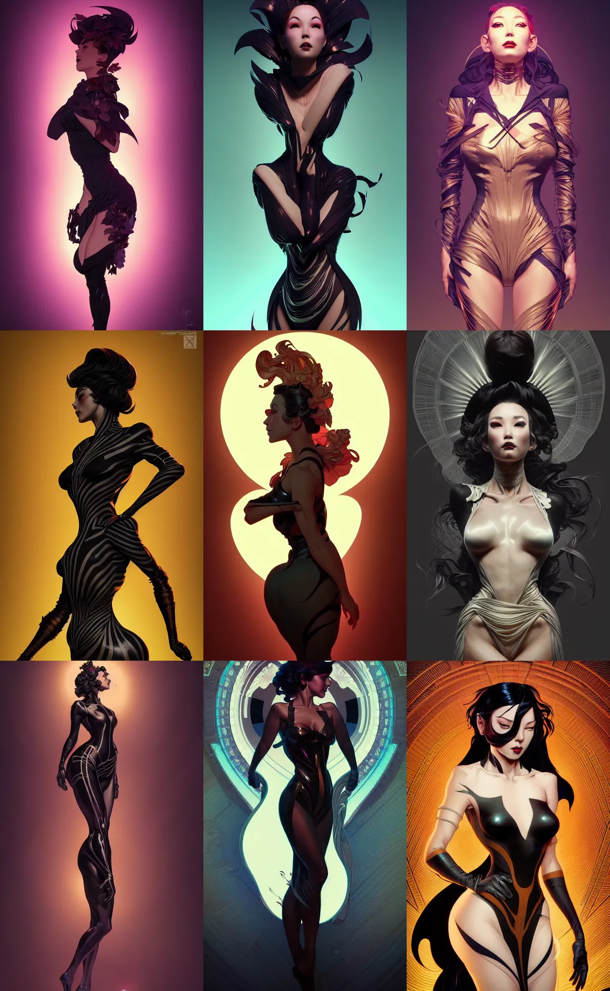 Image similar to digital concept art by artgerm, tooth wu, dan mumford, beeple, rossdraws, james jean, marc simonetti and alphonse mucha. just one lonely black tape project attctive showgirl!! full body!! contour light effect!! hd, 4 k, stage light. octane render. sharp edge. ultra clear detailed