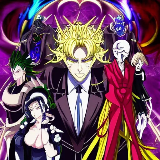 Prompt: godly villain anime art