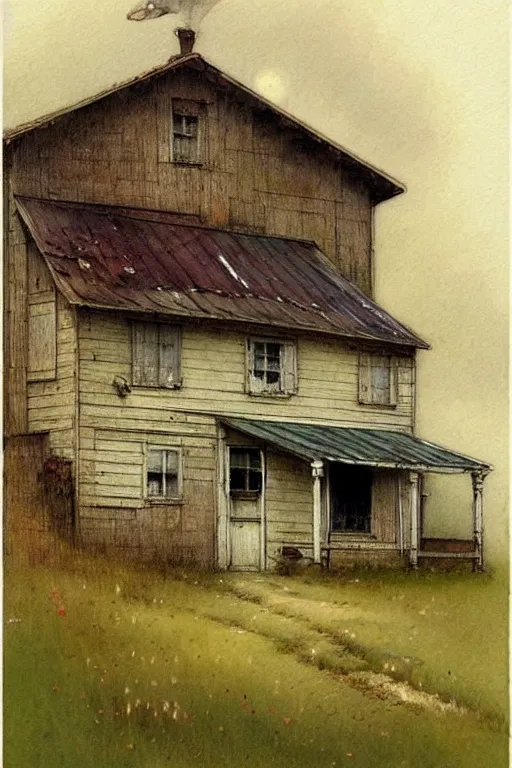 Image similar to ( ( ( ( ( 1 9 5 0 s farm house. muted colors. ) ) ) ) ) by jean - baptiste monge!!!!!!!!!!!!!!!!!!!!!!!!!!!!!!