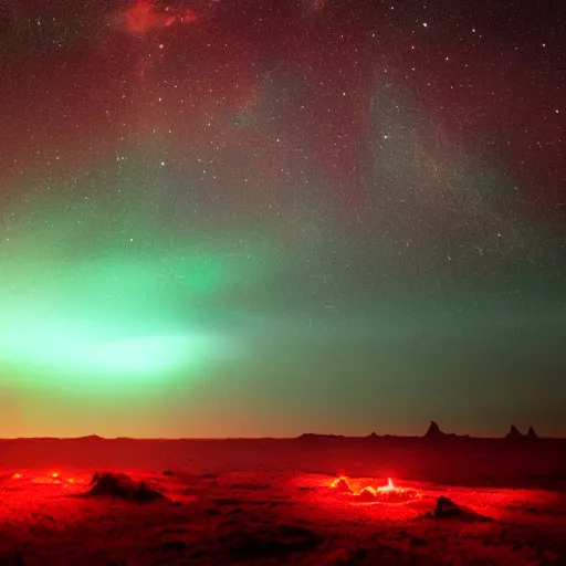 Image similar to grainy atmospheric alien landscape with glowing lights