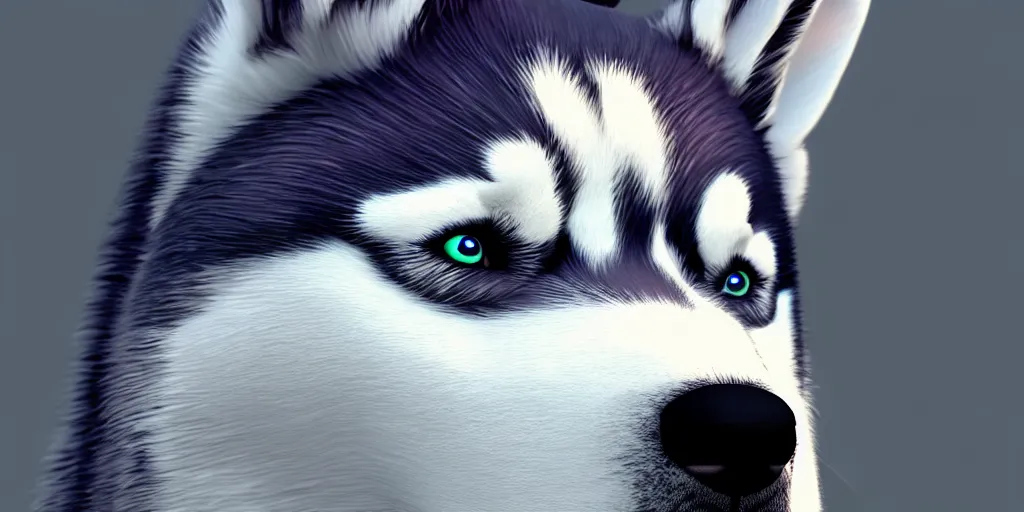 Prompt: a portait picture of Siberian Husky Dog, high quality, highly detailed, unreal engine, 4K quality