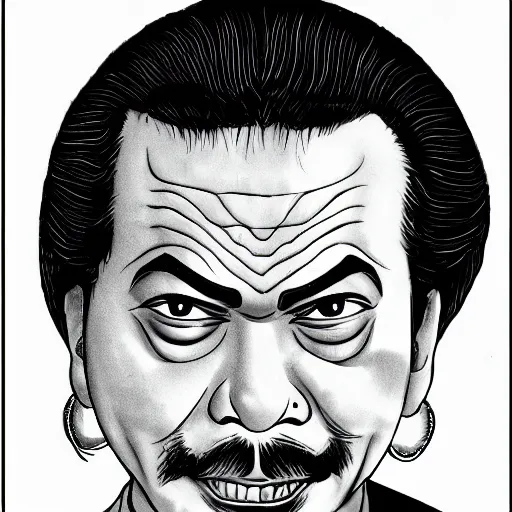 Image similar to mahinda rajapaksa as the devil, hand drawn style