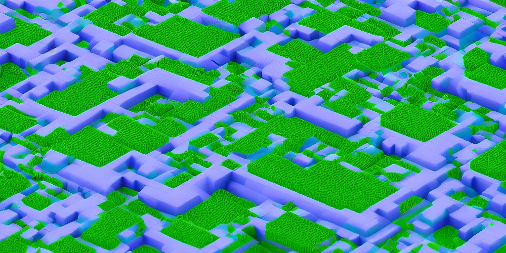 Image similar to voxel meadows intertwined with compression algorithms, alien plants, computer-circuitry based structures sticking out, abstract, pastel tones, low-poly, ray-tracing, 4k, high-quality render, trending on artstation