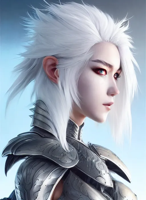 Prompt: fur - lined armor!!! beautiful and elegant white haired female!! gorgeous ayes!! character concept art, sharp focus, octane render! unreal engine 5! highly rendered!! trending on artstation!! detailed linework!! illustration by artgerm, wlop and ayami kojima