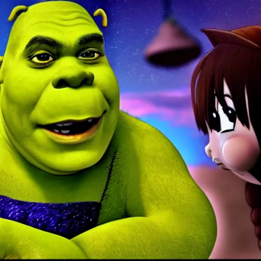 Image similar to shrek anime opening, anime styled edit, anime