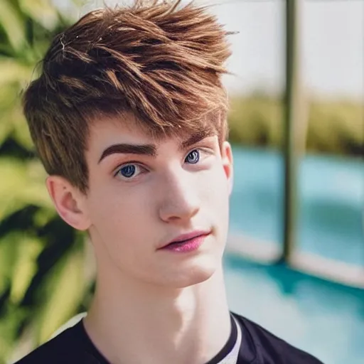 Prompt: “a realistic detailed photo of a guy who is an attractive humanoid who is half robot and half humanoid, who is a male android, twitch streamer Ninja Tyler Blevins, shiny skin, posing like a statue, blank stare, by the pool, display”