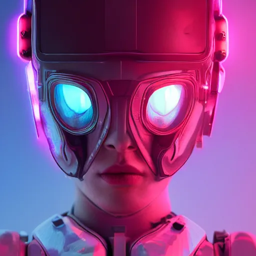 Image similar to cyberpunk concept cool warrior girl bot, cinema 4 d, galaxy, ufo, space sci - fi, wearing vr goggles, illustration, portrait, pastel neon textured background night, trending on artstation, greg rutkowski, octane rendered, 1 2 k, detailed,