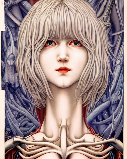 Prompt: rei ayanami by evelyn de morgan, by hr giger, hd, hyper detailed, 4 k