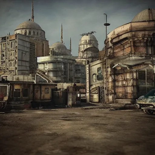 Image similar to fallout style istanbul, realistic