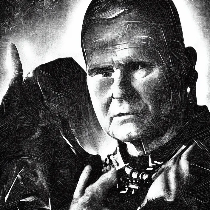 Prompt: John Paul II in cyberpunk, digital art