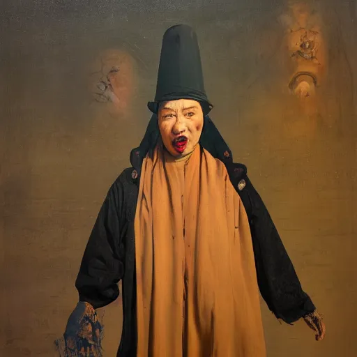 Prompt: chinese uyghur muslim prisoner and melting wax, wearing victorian rags, elite, disfigured, drooling, moist, unnatural movement, they are unhappy, bizzaro, baroque, renaissance, by emedios varo and anato finnstark and fenghua zhong, hyperrealism, 8 k, 3 d, masterpiece, texture