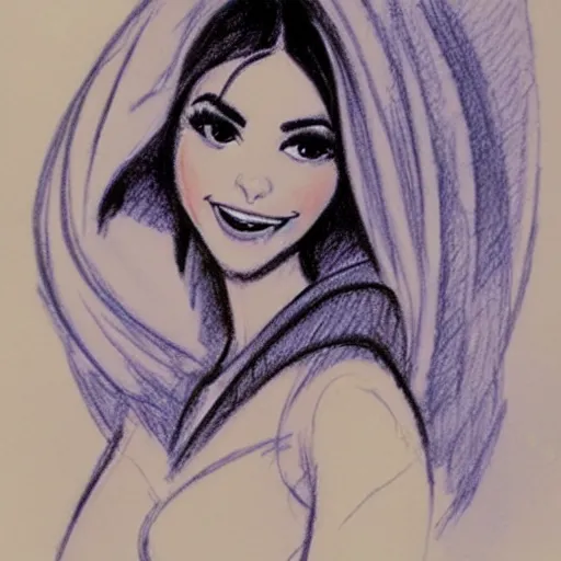 Image similar to milt kahl sketch of victoria justice as princess padme in star wars episode 3