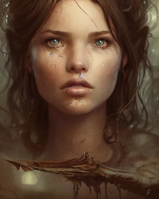 Image similar to kaylee frye from serenity, hyper realistic face, beautiful eyes, fantasy art, in the style of greg rutkowski, intricate, hyper detailed, smooth