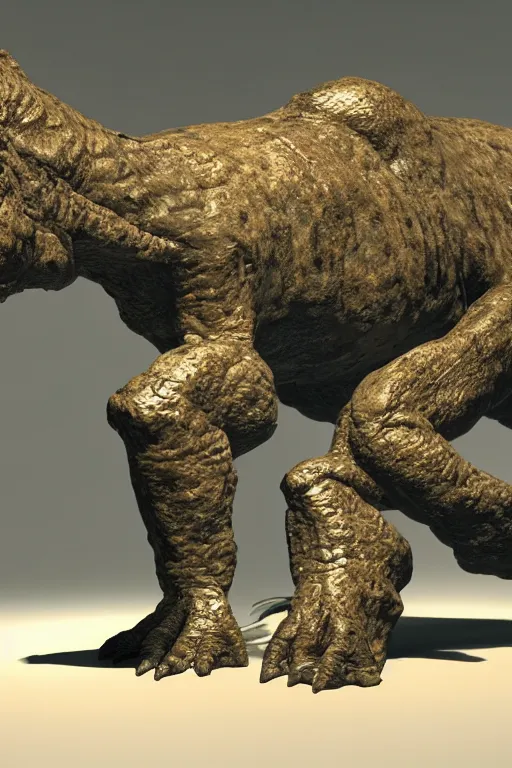 Prompt: a 3 d model of a iguanodon found in the game files of death stranding