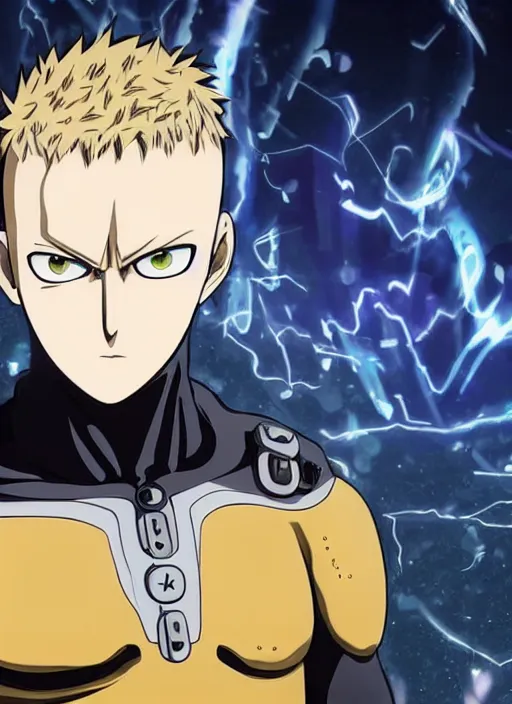 Image similar to A full portrait photo of real-life genos one punch man, f/22, 35mm, 2700K, lighting, perfect faces, award winning photography.