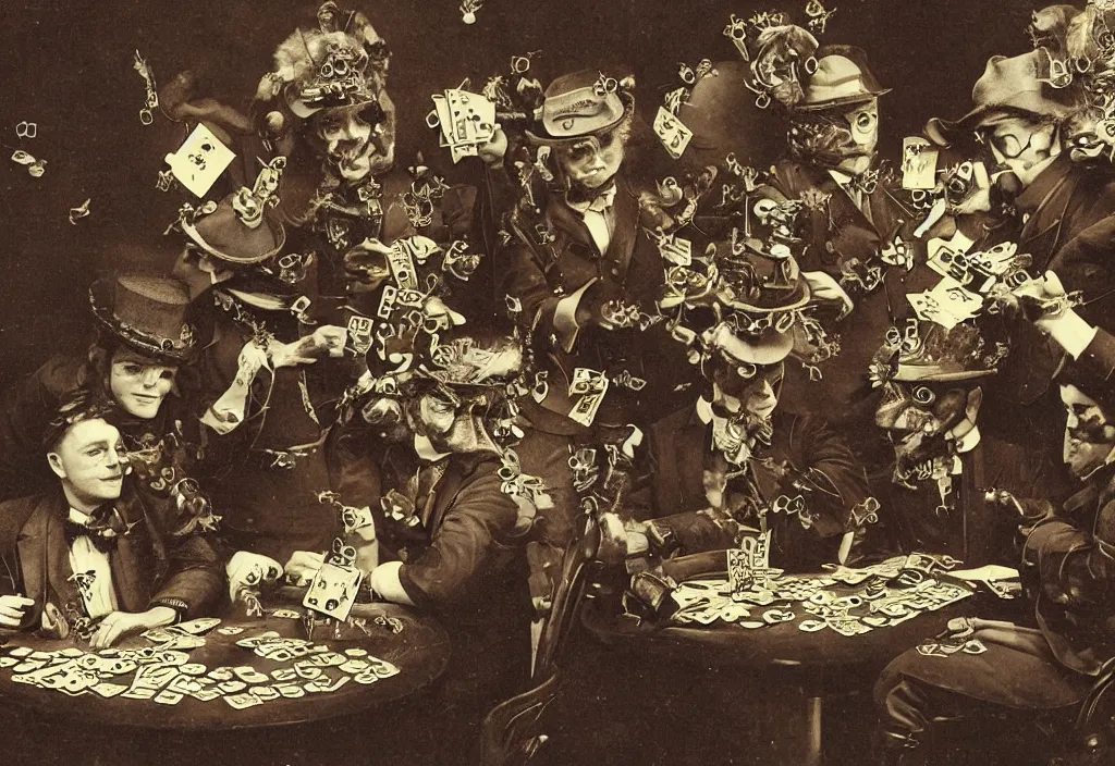 Prompt: photograph of steampunk bees playing poker