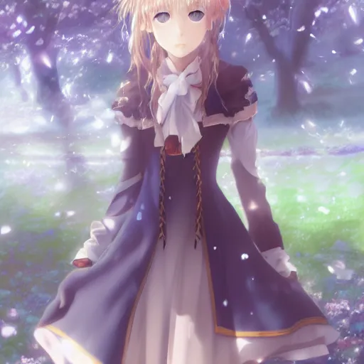 Prompt: Violet Evergarden girl art drawn in art style of WLOP full HD 4K highest quality realistic beautiful gorgeous natural WLOP artist painting