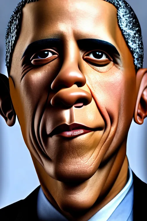 Image similar to hyperrealistic mixed media painting of barack obama as a muppet, stunning 3d render inspired art by P. Craig Russell and Barry Windsor-Smith + perfect facial symmetry + dim volumetric lighting, 8k octane beautifully detailed render, post-processing, extremely hyperdetailed, intricate, epic composition, grim yet sparkling atmosphere, cinematic lighting + masterpiece, trending on artstation, very very detailed, masterpiece, stunning