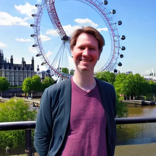 Prompt: tom scott in front of the london eye