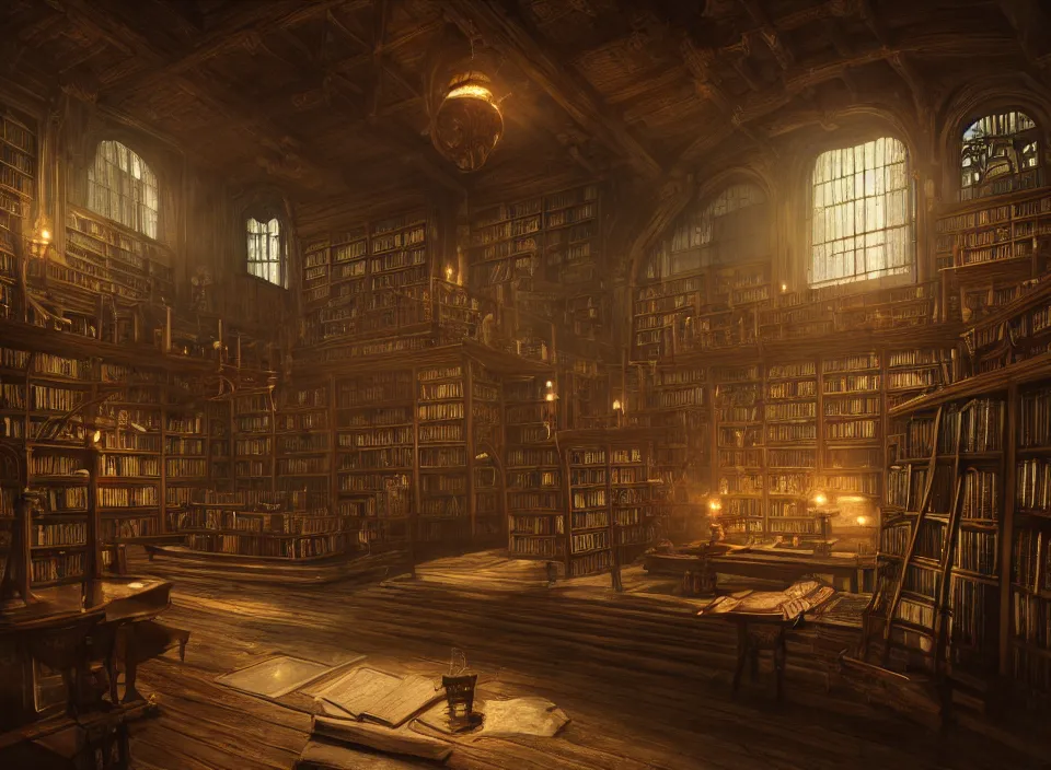 a beautiful magical library as skyrim concept art, | Stable Diffusion ...