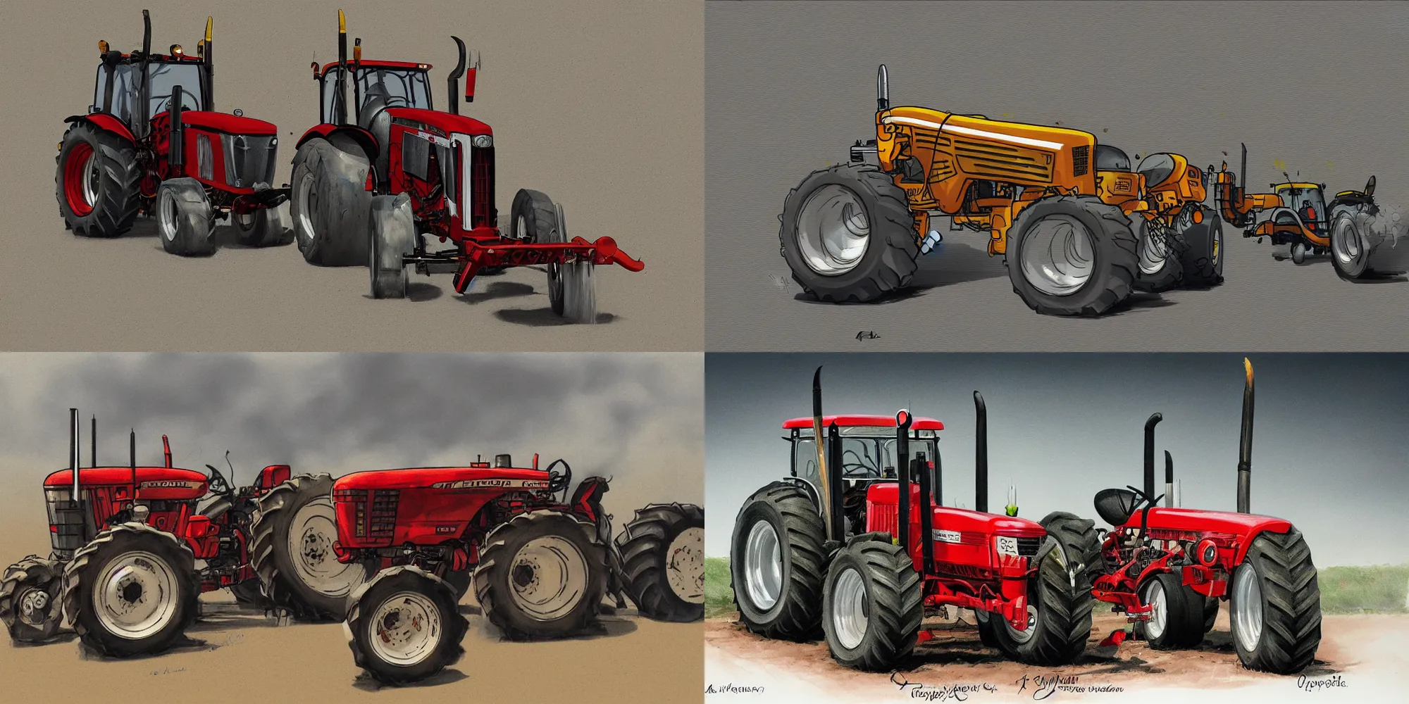 Prompt: tractor pulling, concept art, deviantart