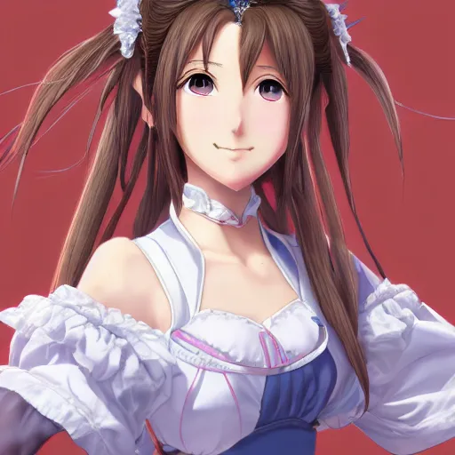 Image similar to portrait of aerith gainsborough, anime fantasy illustration by tomoyuki yamasaki, kyoto studio, madhouse, ufotable, trending on artstation