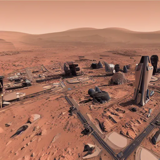 Image similar to a city on mars inspired by elon musk