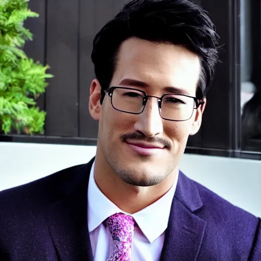 Image similar to a high quality photo of handsome markiplier, gigachad