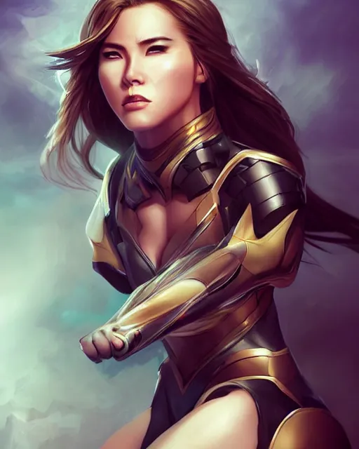 Image similar to The successful warrior is the average man with laser-like focus, artwork by artgerm, battle, Angry Amazon woman, yelling, elegant, seductive, full shot