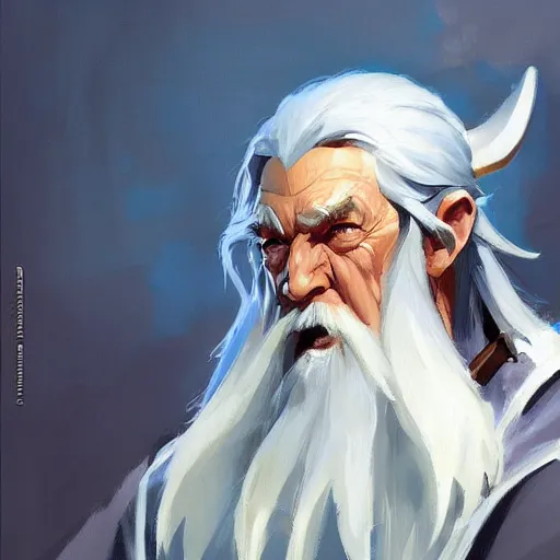 Image similar to greg manchess portrait painting of gandalf as overwatch character, medium shot, asymmetrical, profile picture, organic painting, sunny day, matte painting, bold shapes, hard edges, street art, trending on artstation, by huang guangjian and gil elvgren and sachin teng