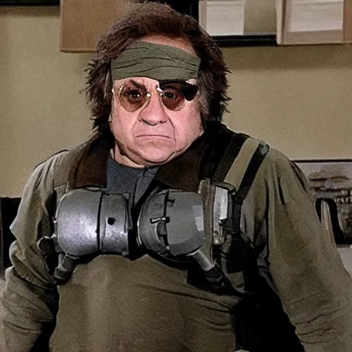 Prompt: danny devito as solid snake from metal gear solid